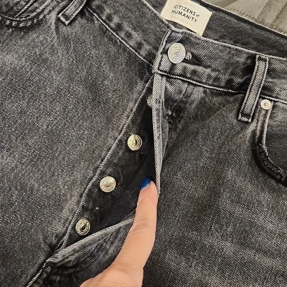 Citizens Of Humanity Grayish-black Hi-Waist Button Fly Jean Shorts Size 32! NWT! - Picture 13 of 16